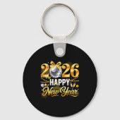 Happy New Year Hello 2026 Party Disco Ball Coquett Sleutelhanger (Voorkant)