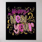 Happy New Year Hello 2026 Retro Leopard  Poster (Voorkant)