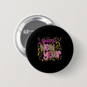 Happy New Year Hello 2026 Retro Leopard  Ronde Button 5,7 Cm (Voorkant /achterkant)