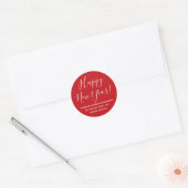 Happy New Year het rode witte de terugkeeradres va Ronde Sticker (Envelop)