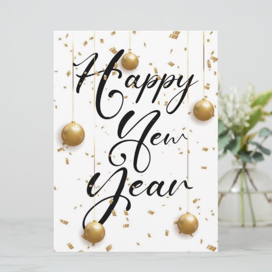 Happy New Year Holiday Card Feestdagenkaart (Staand voorkant)