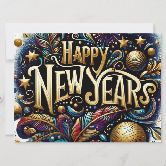 Happy New Year Holiday Card Feestdagenkaart (Voorkant)