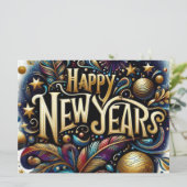 Happy New Year Holiday Card Feestdagenkaart (Staand voorkant)