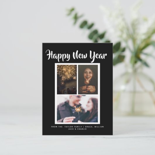 Happy New Year Holiday Foto gepersonaliseerd Briefkaart (Staand voorkant)