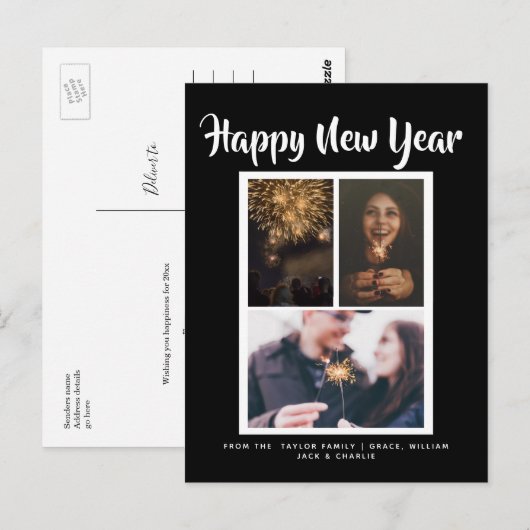 Happy New Year Holiday Foto gepersonaliseerd Briefkaart (Voorkant / Achterkant)