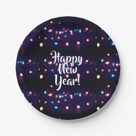 Happy New Year Holiday-lampjes Papieren Bordje (Voorkant)