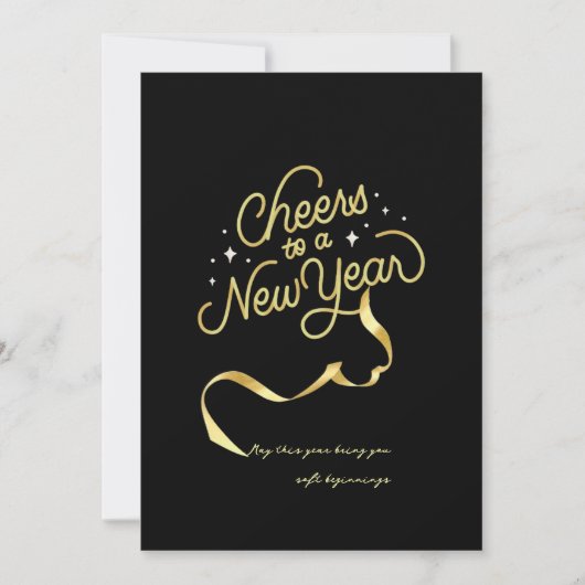 Happy new year holidaycards black gold stars spark feestdagenkaart (Voorkant)