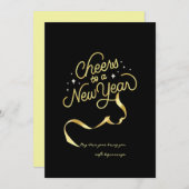 Happy new year holidaycards black gold stars spark feestdagenkaart (Voorkant / Achterkant)