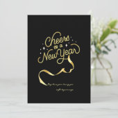 Happy new year holidaycards black gold stars spark feestdagenkaart (Staand voorkant)