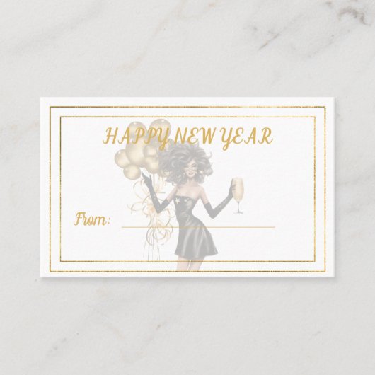 Happy New Year Hot Woman Balloons Gift Card Visitekaartje (Voorkant)