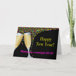 Happy New Year I Champagneglazen Wenskaart Feestdagen Kaart