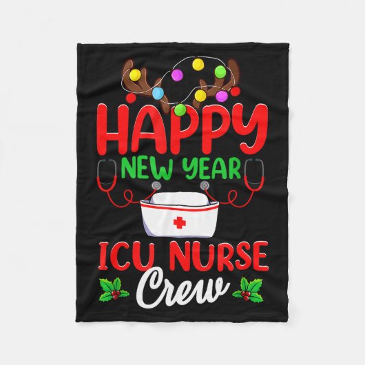 Happy New Year Icu Nurse Crew Reindeer Nurse Chris Fleece Deken (Voorkant)
