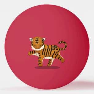 "Happy New Year" in het Chinees 2022 Tiger Red Pingpongbal