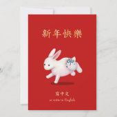 "Happy New Year" in het Chinese Zodiac Rabbit Feestdagenkaart (Voorkant)