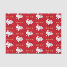 "Happy New Year" in het Chinese Zodiac Rabbit Tissuepapier