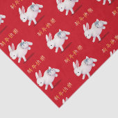 "Happy New Year" in het Chinese Zodiac Rabbit Tissuepapier (Detail)