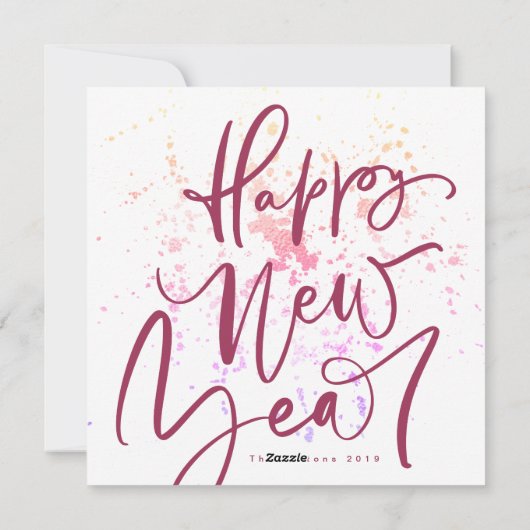 Happy New Year in maroon zomer handgeschreven teks Feestdagenkaart (Achterkant)