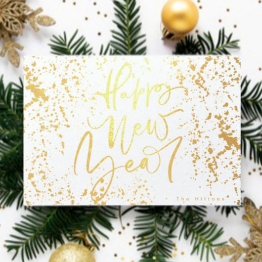 Happy New Year in Real Folie handgeschreven tekst Folie Kaarten