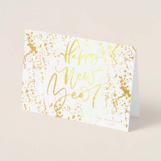 Happy New Year in Real Folie handgeschreven tekst Folie Kaarten (Voorkant)