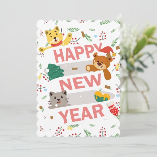  Happy new year Kaart (Staand voorkant)