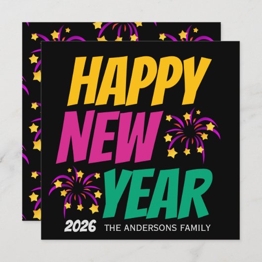 Happy New Year  Kaart (Voorkant / Achterkant)