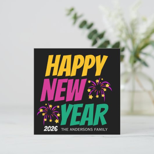 Happy New Year  Kaart (Staand voorkant)