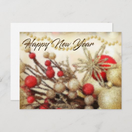 Happy New Year-kaart Feestdagenkaart (Voorkant / Achterkant)