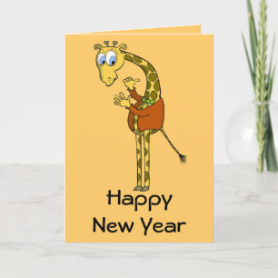 Happy New Year-kaart "grappige giraffe"-cartoon Feestdagen Kaart