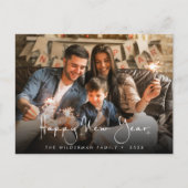 Happy New Year Kalligrafie script Foto Briefkaart (Voorkant)