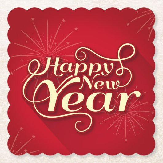 Happy New Year Kartonnen Onderzetters (Voorkant)