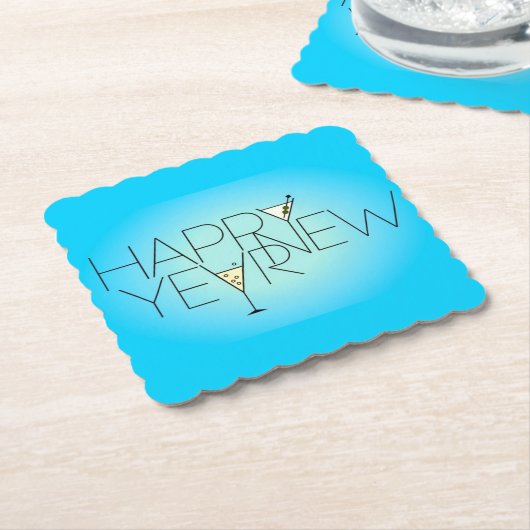 Happy New Year Kartonnen Onderzetters (Gebogen)