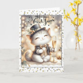 Happy New Year Kat Kaart (Gele Bloem)