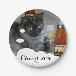 Happy New Year (kat) Papieren Borden van RoseWrite Bordje
