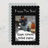 Happy New Year (kat) Uitnodiging van RoseWrites (Voorkant / Achterkant)