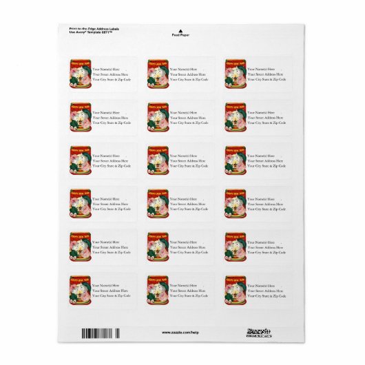  Happy New Year Kittens Adres Label (Full Sheet)