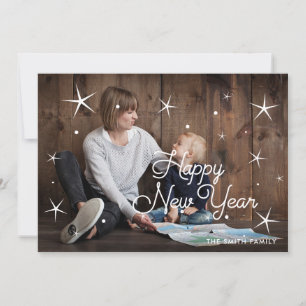 Happy New Year klassieke familiefoto Feestdagenkaart