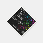 Happy new year kleurful vuurwerkscript magnenet servet (Hoek)