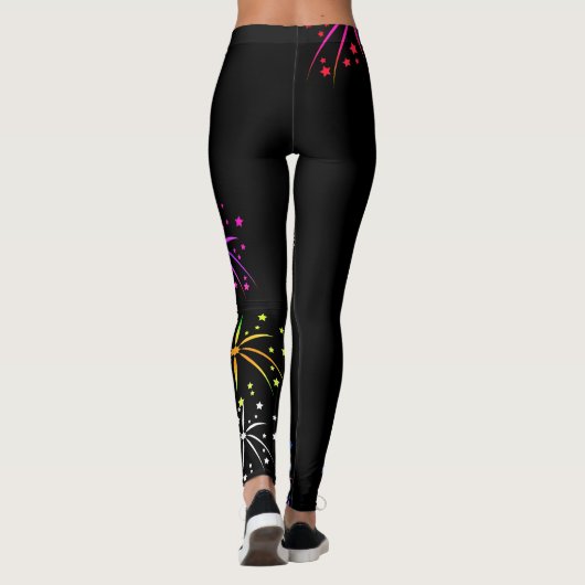 Happy new year kleurig vuurwerkscript leggings (Achterkant)