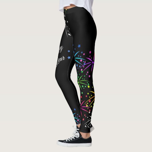 Happy new year kleurig vuurwerkscript leggings (Links)