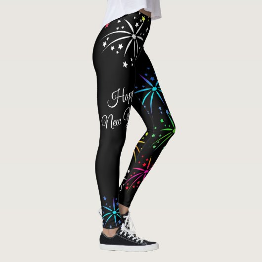 Happy new year kleurig vuurwerkscript leggings (Rechts)
