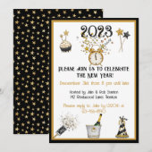 Happy New Year Klock Party Uitnodiging (Voorkant / Achterkant)