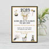 Happy New Year Klock Party Uitnodiging (Staand voorkant)