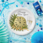 Happy New Year-klok Papieren Bordje (Feest)
