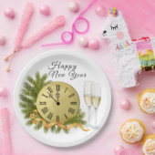 Happy New Year-klok Papieren Bordje (Feest)