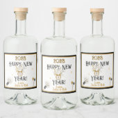 Happy New Year-klok, Pet, Confetti, Custom Champa Likeurfles Etiket (Flessen)