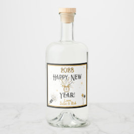 Happy New Year-klok, Pet, Confetti, Custom Champa Likeurfles Etiket
