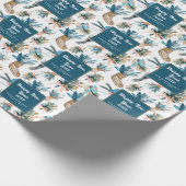 Happy New Year Leaves en Socrates Pattern Cadeaupapier (Hoek)