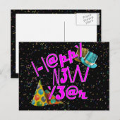 HAPPY NEW YEAR LEET FEESTDAGENKAART (Voorkant / Achterkant)