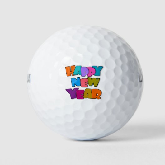 Happy New Year leuk Cartoon Colorful Greeting Golfballen (Voorkant)