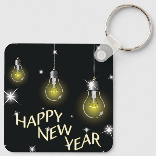 Happy New Year Lightbulbs Sleutelhanger (Achterkant)